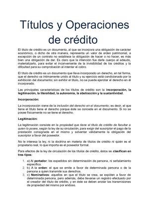 Títulos Y Operaciones De Crédito