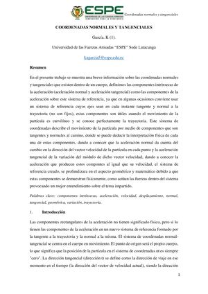 Ensayo Coordenadas Normales Y Tangenciales Garcia Karen