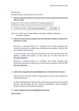 Ejercicios De Referencia Apa Hernández N, Hernández K, Ibarra