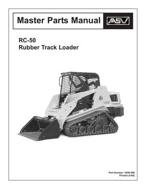 Asv Posi Track Rc 50 Track Loader Master Parts Catalogue Manual