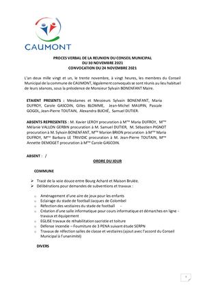 14 Pv Conseil Municipal 30 Novembre 2021