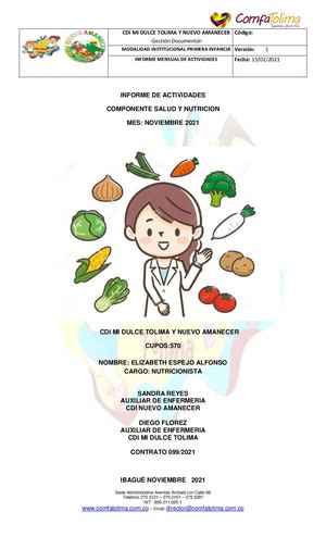 Informe Salud Y Nutrición Noviembre