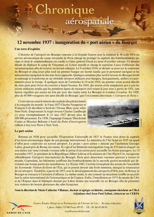 12 Novembre 1937 Inauguration du Bourget