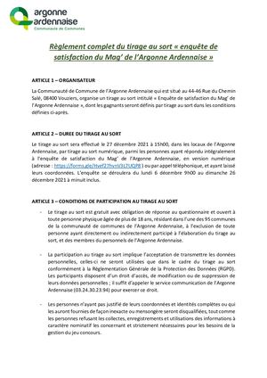 Règlement Enquête de satisfaction Mag' 2021