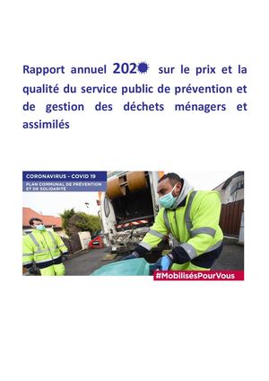 Rapport Annuel 2020 déchets : prix et qualité du service public