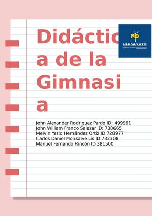 Dicdactica De Gimnasia cartilla