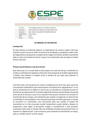 Ensayo Primera Ley De Newton