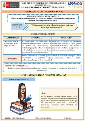 Exp 9 4° Grado Actividad N° 1 Comunicación