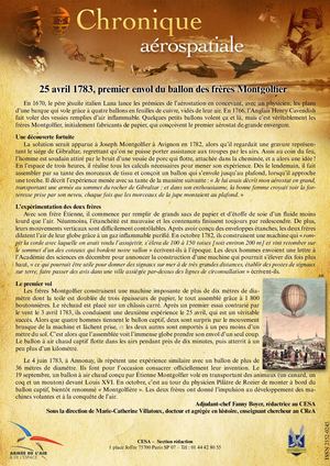 25 Avril 1783 Montgolfier
