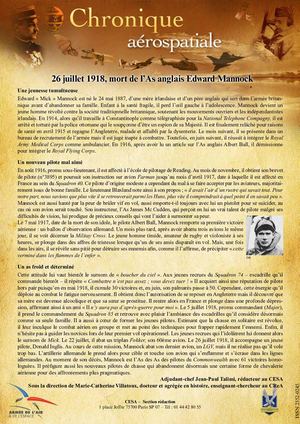 26 Juillet 1918 Mort d'Edward Mannock