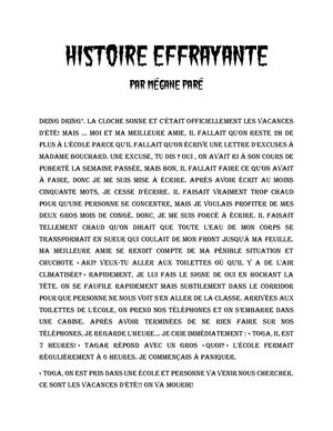 Histoire Effrayante, Par Mégane Paré