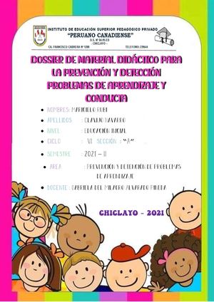 Dossier De Material Didáctico Para La Prevención Y Detección Problemas De Aprendizaje Y Conducta