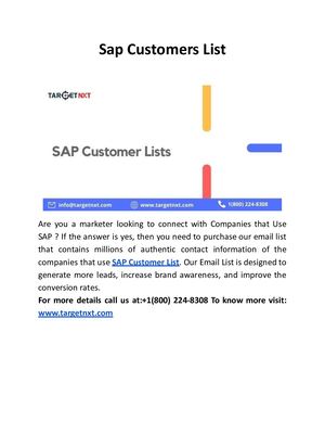 Sap Customers List