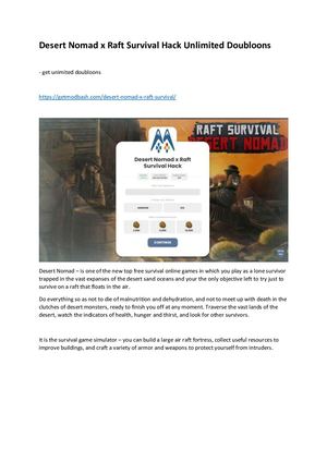 Desert Nomad X Raft Survival Hack Unlimited Doubloons