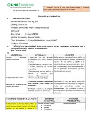 Sesión 2 Personal Social 6to Grado