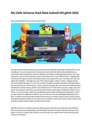 My Little Universe Hack Mod Android I Os Glitch 2022