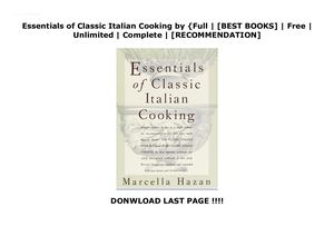 Essentials of Classic Italian Cooking by  {Full | [BEST BOOKS] | Free | Unlimited | Complete | [RECOMMENDATION]