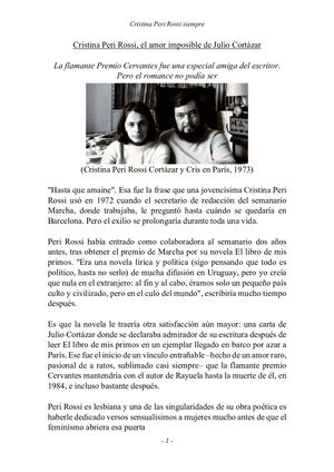 Cristina Peri Rossi, el amor imposible de Julio Cortázar