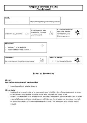2nde Chap.12 Principe d'inertie
