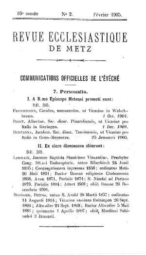 Revue Ecclésiastique de Metz 1905-02