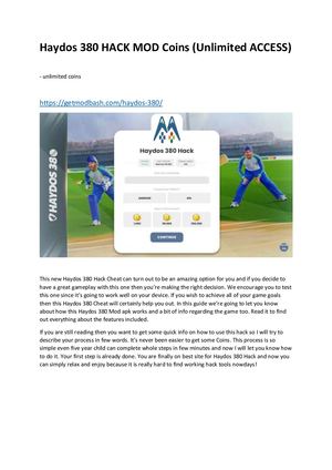 Haydos 380 Hack Mod Coins (Unlimited Access)