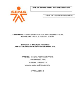 Manual De Funciones Colegio Unidad Educativa Nueva América