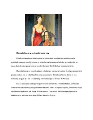 Artículo De Opinión Manuela Saénz