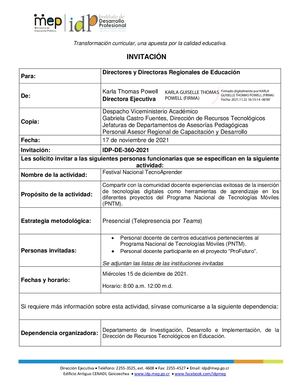 Invitacion Idp De 360 2021 Festival Tecno Aprender