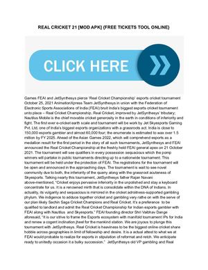 Real Cricket 21 [Mod Apk] {Free Tickets Tool Online}