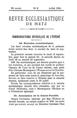 Revue Ecclésiastique de Metz 1905-07