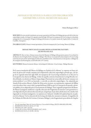 Pedro Rodríguez Oliva, Mosaico de Singilia Barba con decoración geométrica en el Museo de Málaga