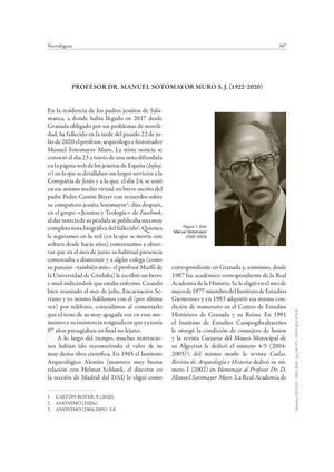 Pedro Rodríguez Oliva, Necrología Prof. Dr. Manuel Sotomayor Muro