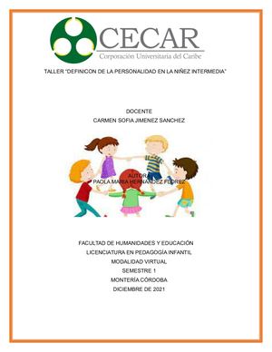 PERSONALIDAD EN LA NIÑEZ INTERMEDIA