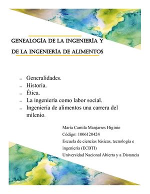 Genealogía de la ingeniería y  de la ingeniería De alimentos