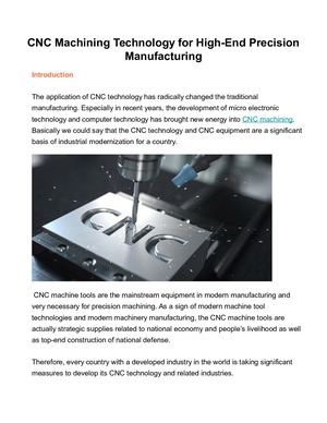 Cnc Machining Technology For High End Precision Manufacturing