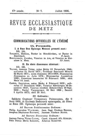 Revue Ecclésiastique de Metz 1906-07