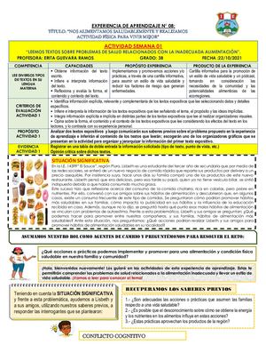 EXPERIENCIA DE APRENDIZAJE PARA ALUMNOS DEL  VII