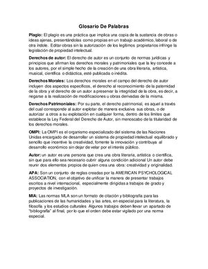 Glosario De Palabras