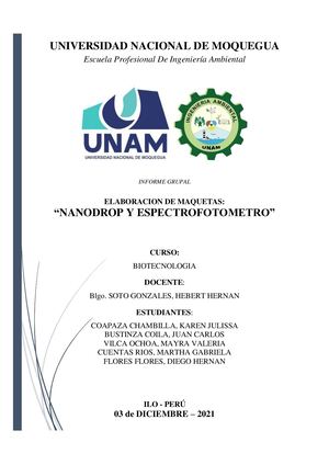 Maqueta Nanodrop Y Espectrofotometro