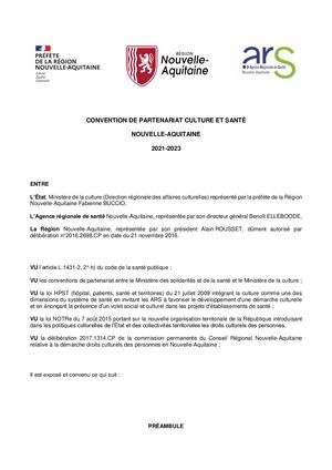 Convention Partenariat Culture Sante 2021 2023