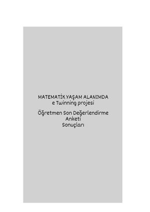 PROJE SONU ÖĞRETMEN DEĞERLENDİRME ANKETİ SONUÇLARI