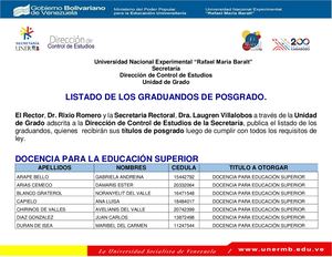 Listado De Graduando De Posgrado