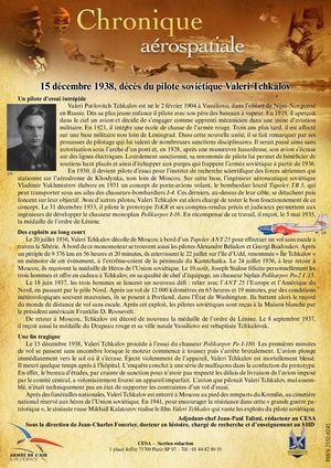 15 Décembre 1938 Tchkalov