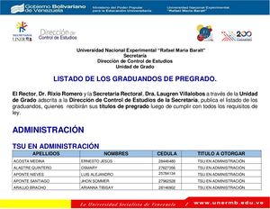 Listado De Graduando De Pregrado