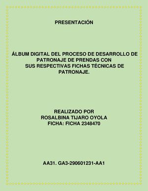Album Digital Fichas Tecnicas De Patronaje