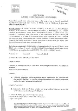 Consulter la séance du Conseil municipal de la Ville de Cahors du 09 12 2021