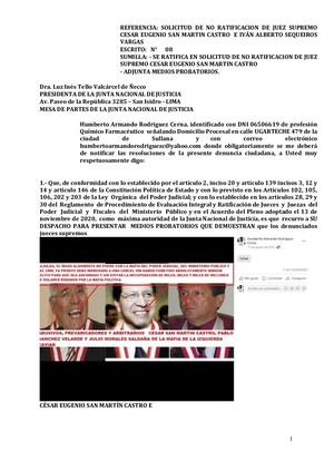 REITERA SOLICITUD DE NO RATIFICAR AL MAL HERMANO MASON  IVAN SEQUEIROS VARGAS Y A LA JUEZA SUPREMA DELINCUENTE SONIA TORRE MUÑOZ