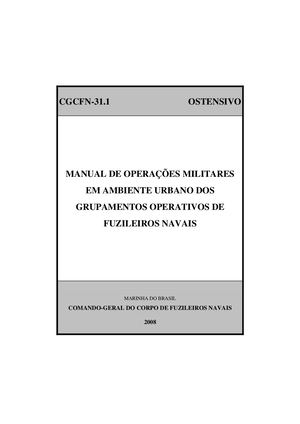 CGCFN-31.1 - Manual de Operações Militares em Ambiente Urbano dos Grupamentos Operativos de Fuzileiros Navais