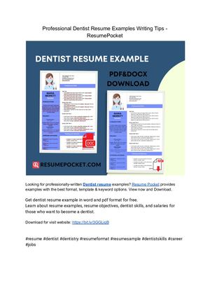 Professional Dentist Resume Examples Writing Tips Resume Pocket