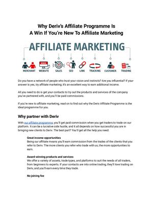 Why Deriv Affiliate Programme Is A Win If You Are New To Affiliate Marketing